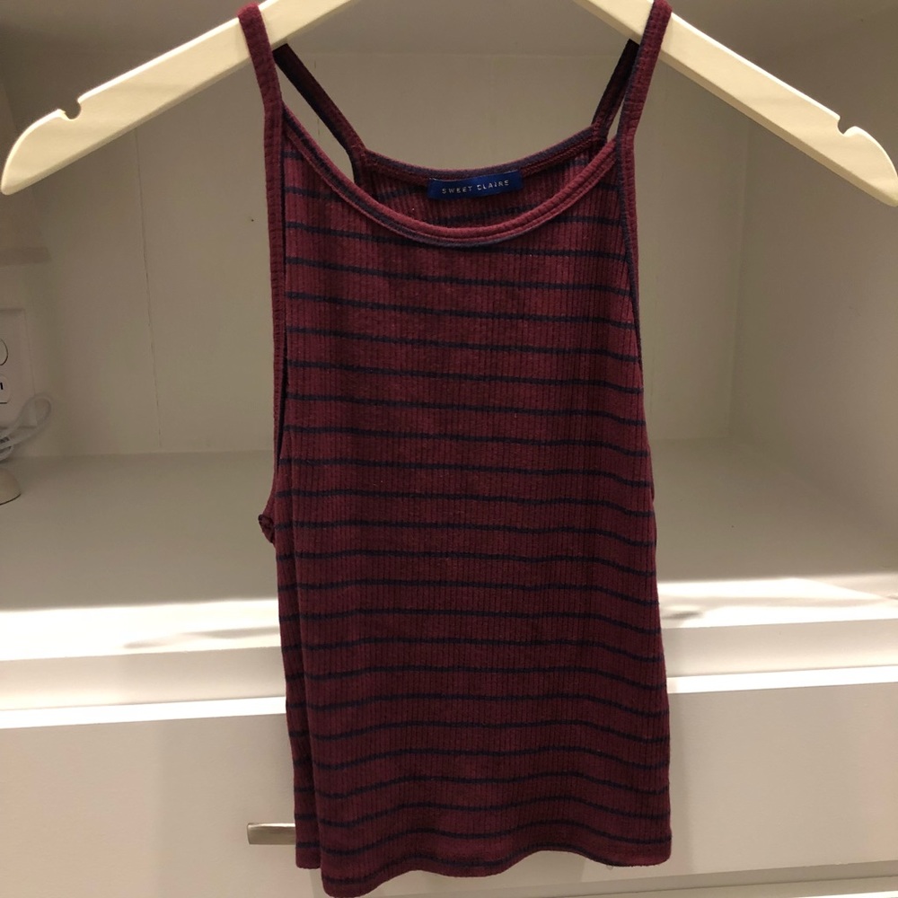 Red and blue striped crop top